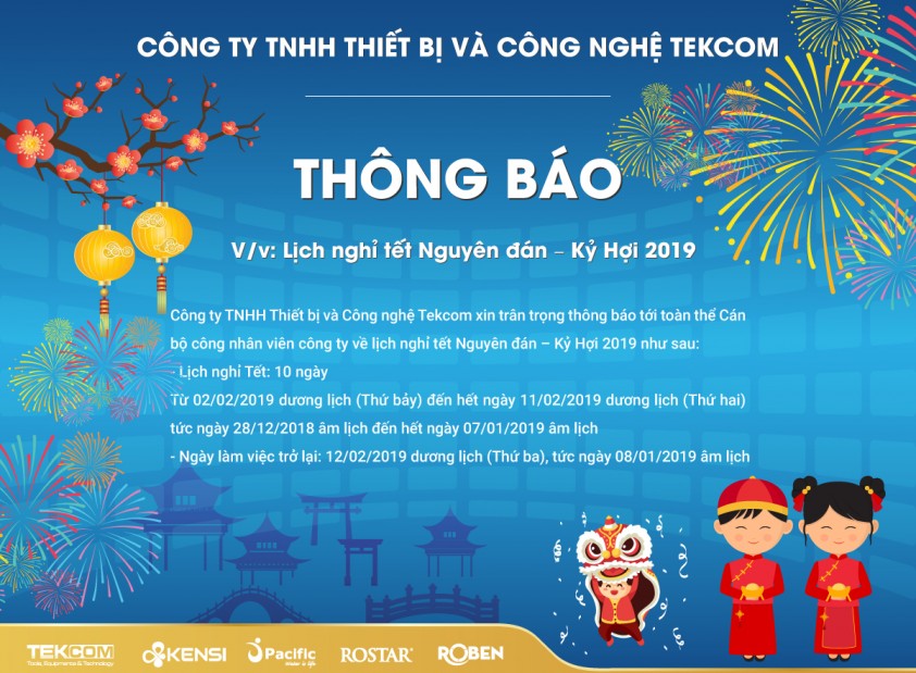 Tekcom thông báo lịch nghỉ Tết Nguyên Đán năm 2019
