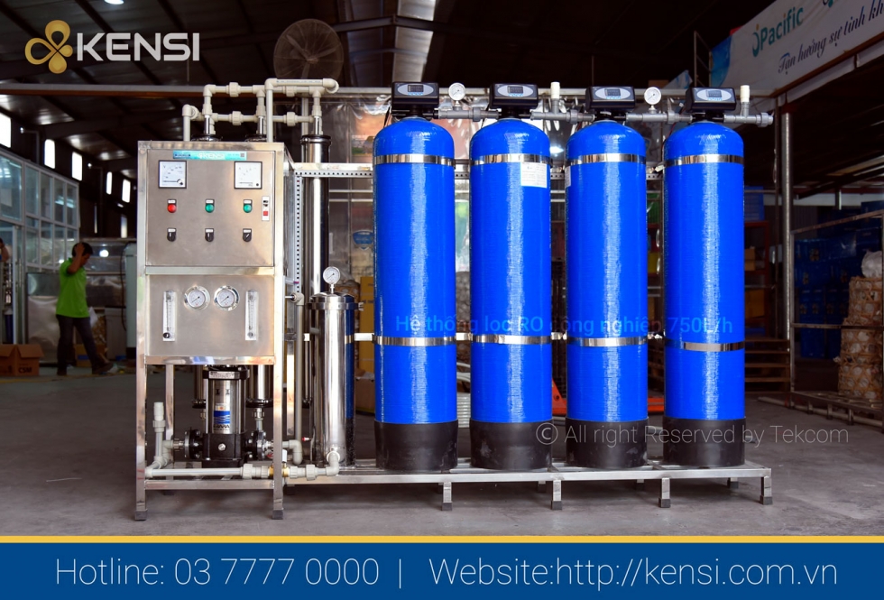 Hệ thống lọc nước ro công nghiệp công suất 750L/h phục vụ nước uống tinh khiết cho công nhân nhà máy