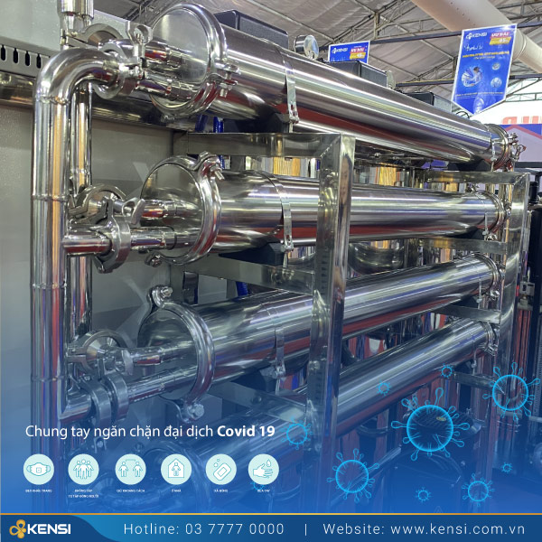 Hệ thống xử lý nước sạch tại các bệnh viện công suất 1000 L/h đường ống Inox