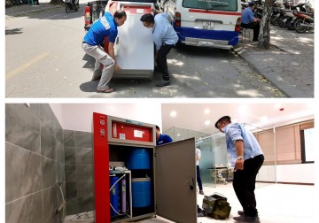 Lắp đặt thực thế máy lọc nước cho bệnh viện Đa khoa Hà Nội