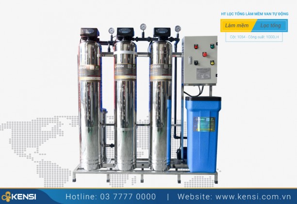 Hệ thống lọc nước tổng gia đình 3 cột inox van tự động 1000LH