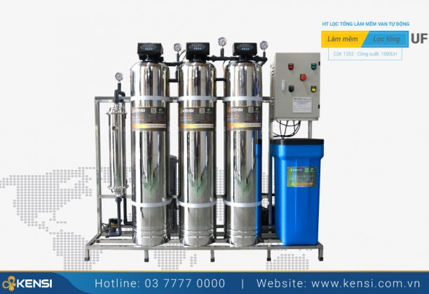 Hệ thống lọc nước tổng làm mềm 3 cột inox tích hợp lọc UF 1500LH