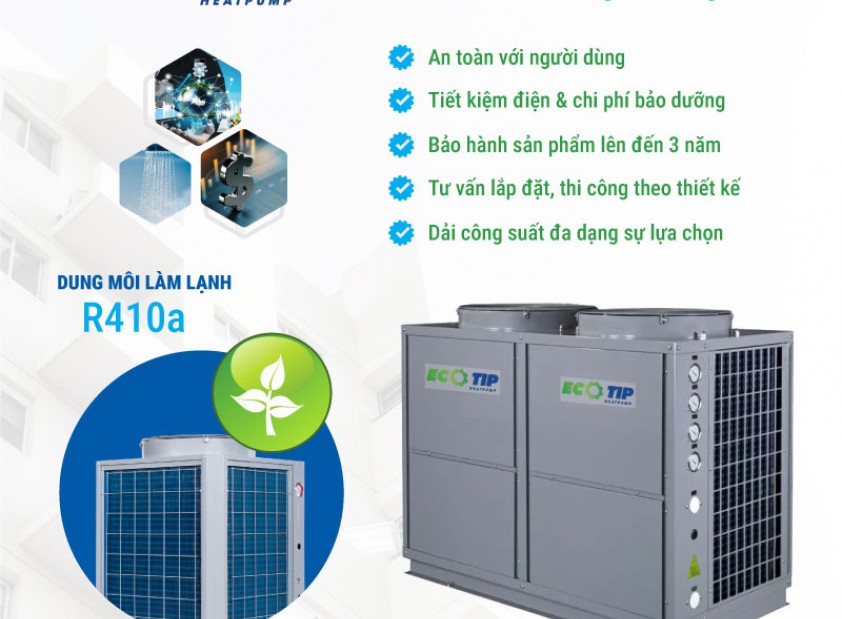 Hệ thống nước nóng bơm nhiệt Heat Pump cho spa làm đẹp