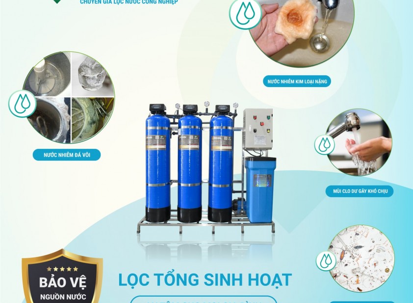 Máy lọc tổng sinh hoạt 3 cột van tự động xử lý nước sạch không?