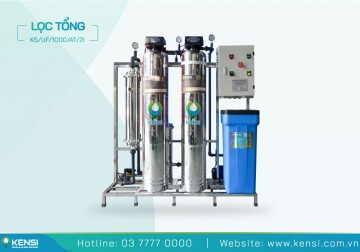 Hệ Thống Lọc Tổng UF 2 Cột Inox 1 m³/giờ | Điều Khiển Tự Động