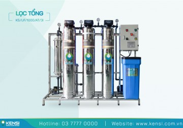 Hệ Thống Lọc Tổng UF 3 Cột Inox 1 m³/giờ | Điều Khiển Tự Động