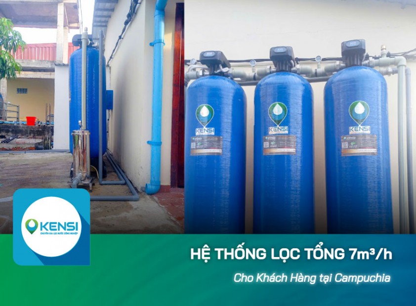 Lắp đặt hệ thống lọc tổng sinh hoạt 7m3/h cho khách hàng tại Campuchia
