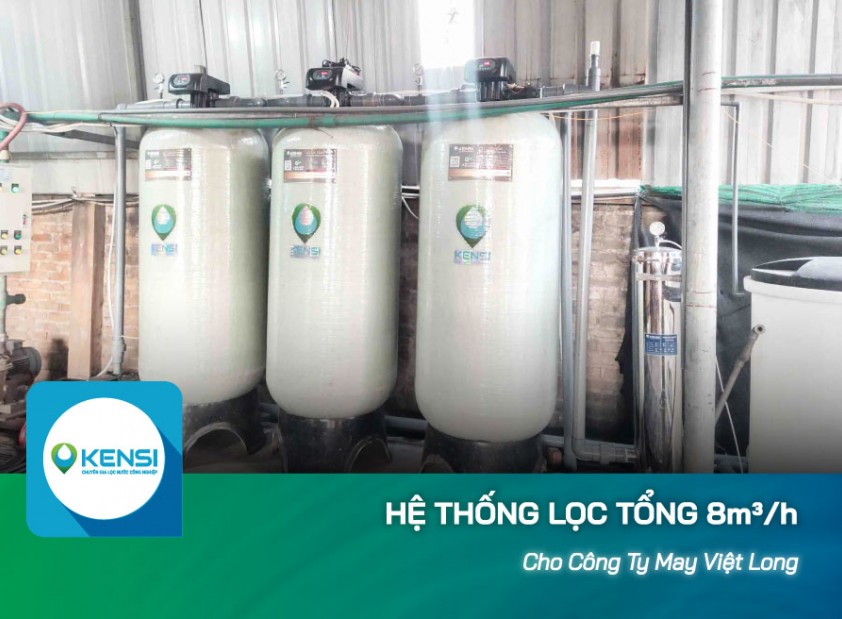 Lắp đặt hệ thống lọc tổng 8m3/h cho công ty May mặc Việt Long, Hưng Yên