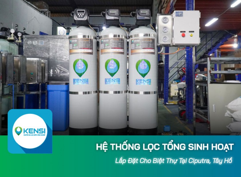 Lắp đặt hệ thống lọc tổng sinh hoạt 2m3/h cho biệt thự tại Ciputra Tây Hồ