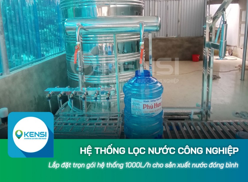 Lắp đặt trọn gói hệ thống lọc nước công nghiệp 1000L/h cho sản xuất nước đóng bình