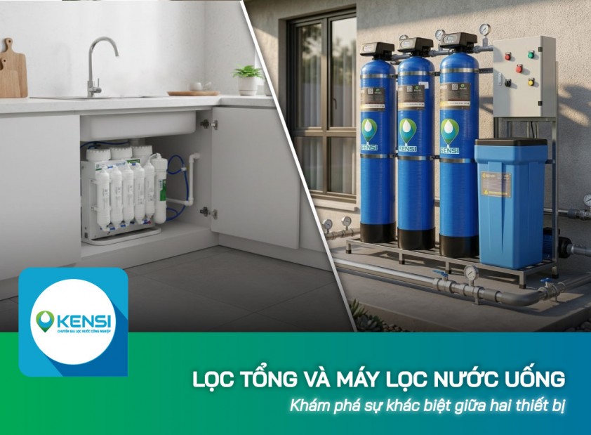 Hệ thống lọc tổng sinh hoạt khác gì với máy lọc nước uống trực tiếp?