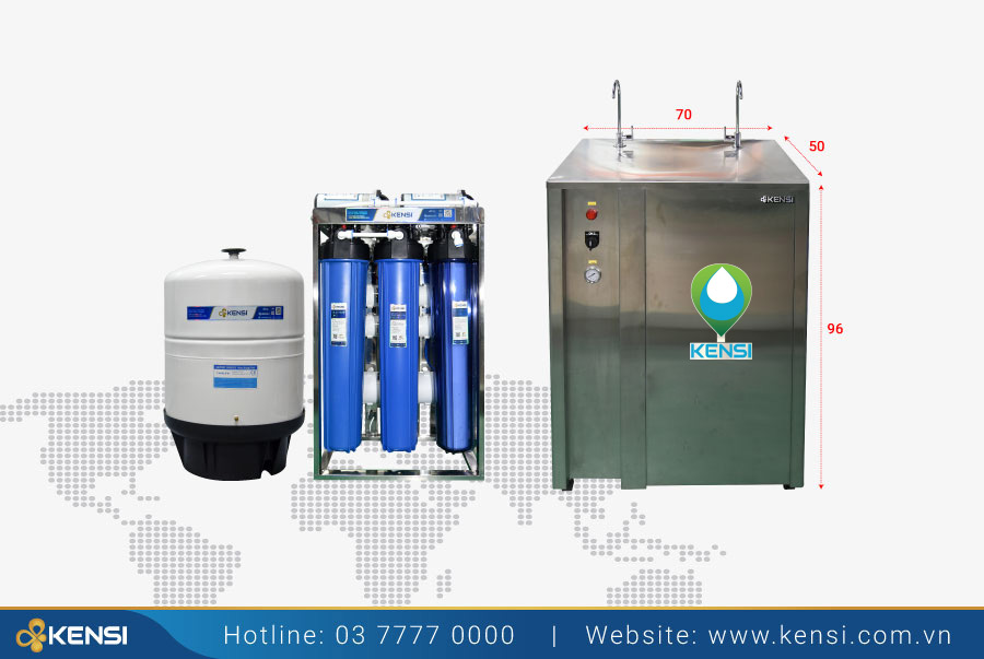 Máy lọc nước bán công nghiệp 100LH / tủ máy Inox mẫu mới