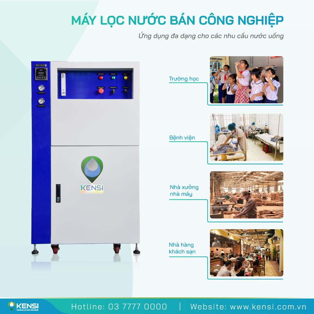 Máy lọc nước bán công nghiệp 150LH / tủ máy Inox mẫu mới
