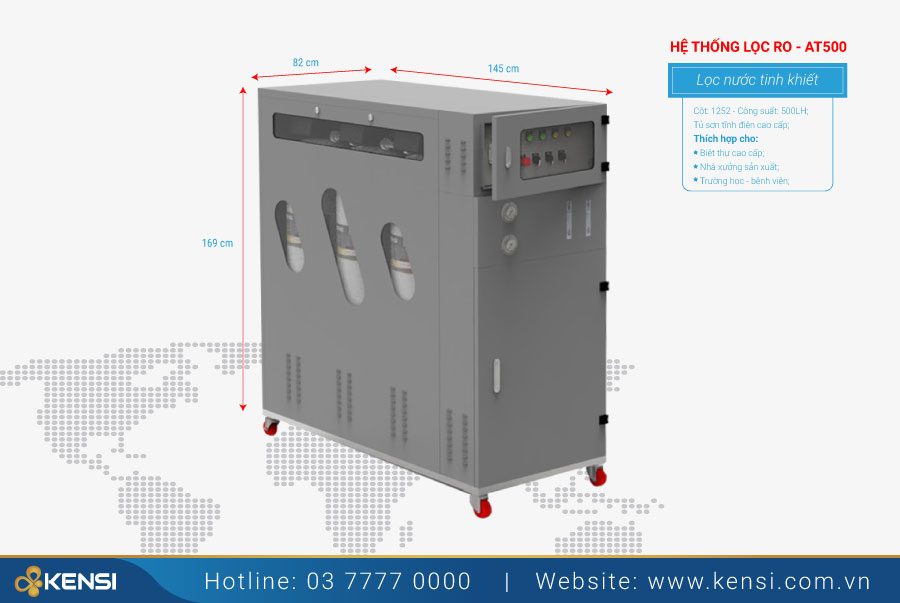 Hệ thống lọc nước RO công nghiệp có tủ sơn tĩnh điện công suất 500LH