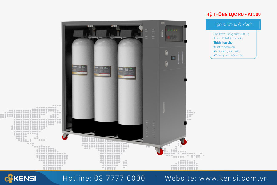 Hệ thống RO công nghiệp tủ máy 500 L/h có tủ bảo vệ sơn tĩnh điện