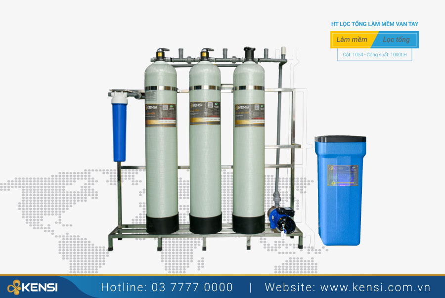 Hệ thống lọc tổng xử lý nước đầu nguồn 3 cột composite
