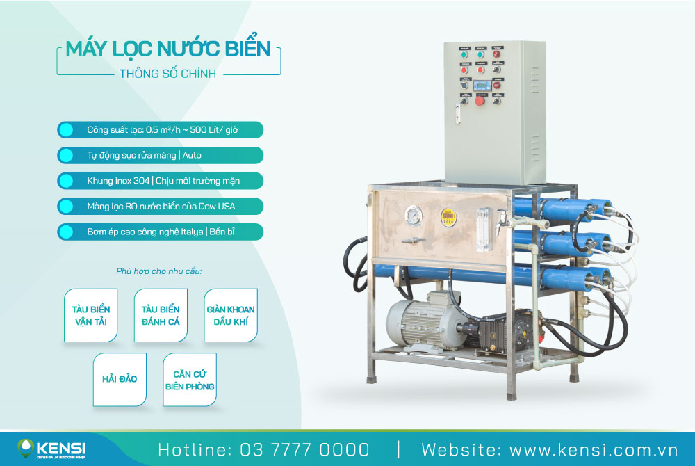 Mẫu máy lọc nước biển công suất 500LH mới nhất