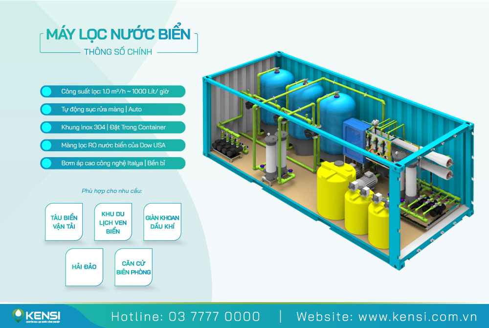 Hệ thống lọc nước biển 1000L/h SWRO - 1000