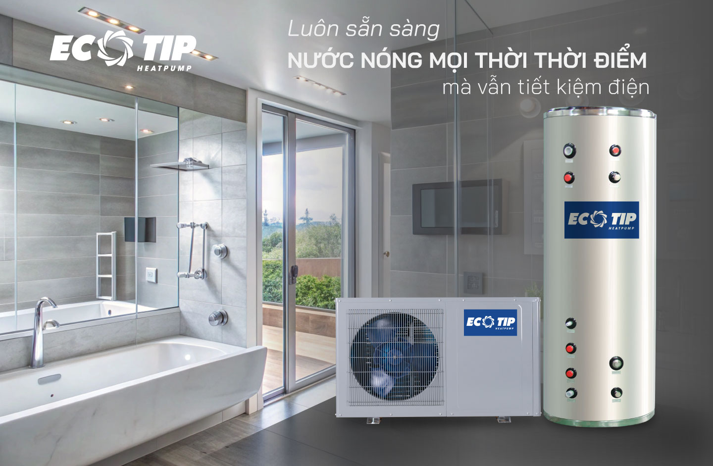 Heat Pump máy bơm nhiệt tạo nước nóng dùng cho gia đình