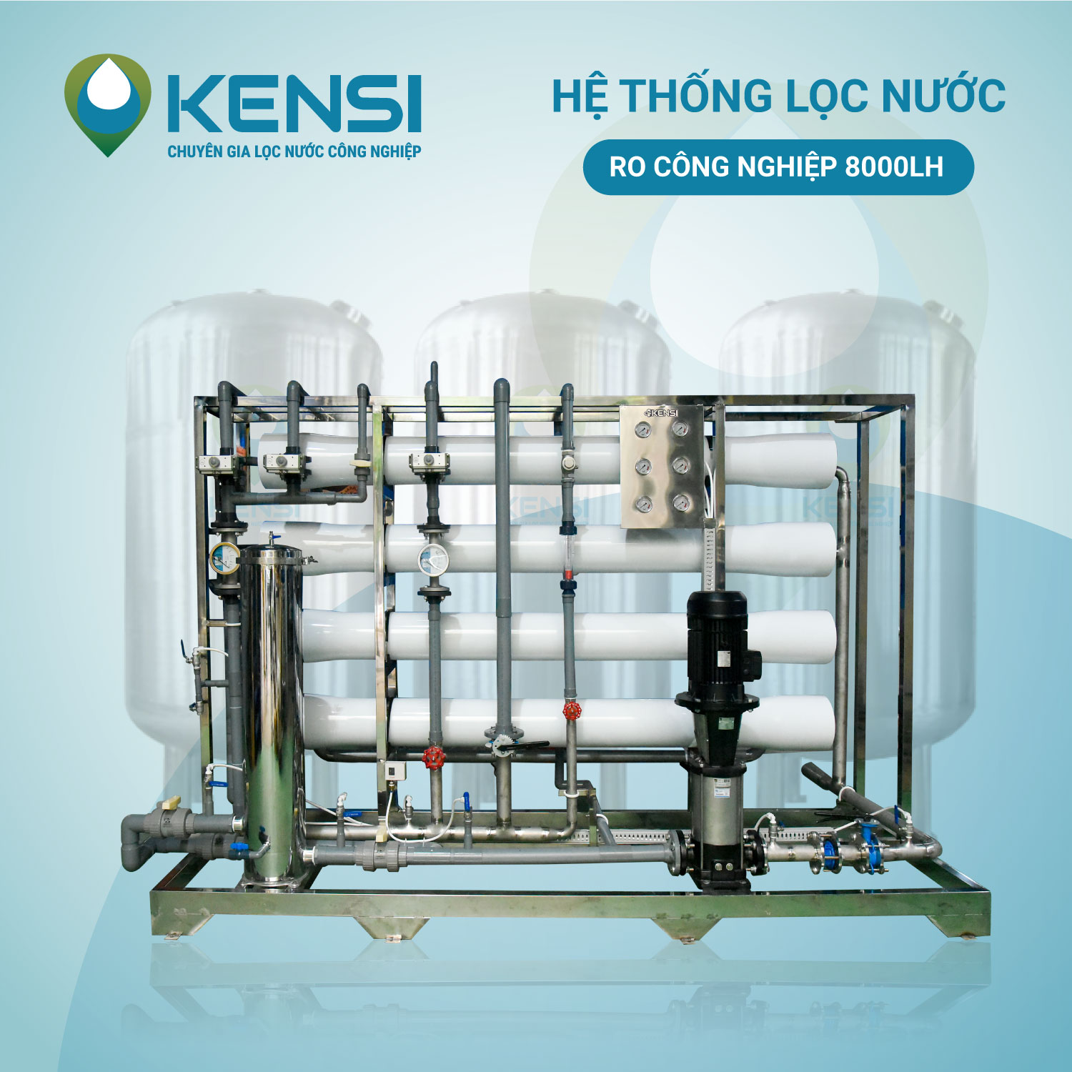 Hệ thống lọc nước RO 8000 L/H đáp ứng nhu cầu sử dụng nước sạch lớn