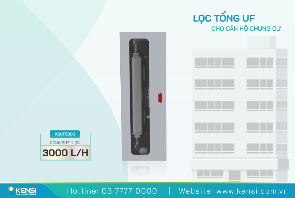Máy lọc nước cho chung cư UF 3000L/h xử lý nước sạch đạt quy chuẩn