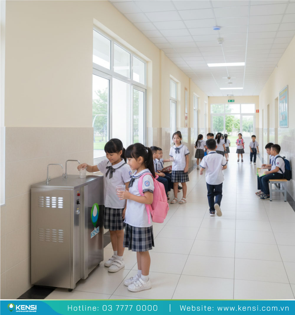 Ứng dụng máy lọc nước tủ inox cho trường học