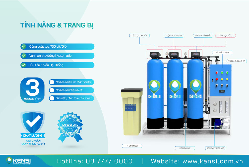 Hệ thống lọc nước RO công suất 750 Lh