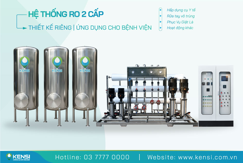 Hệ thống máy lọc nước RO 2 cấp công suất 2000 Lít/Giờ