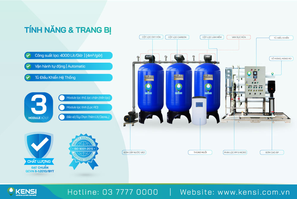 Hệ thống lọc nước công nghiệp RO 4000 lít/giờ