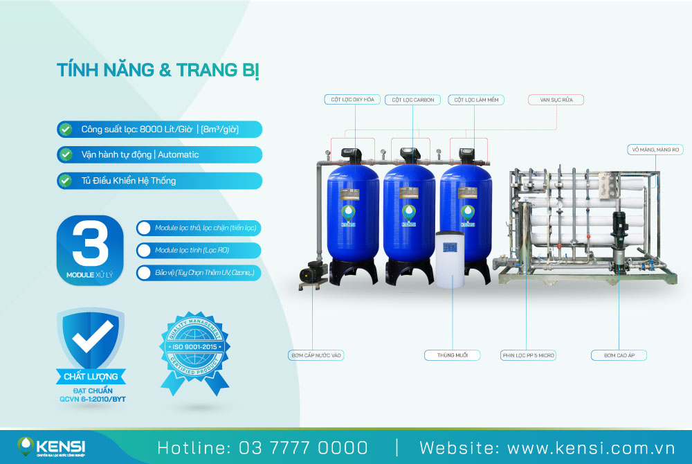 Cấu tạo và trang bị hệ thống lọc nước RO công nghiệp 8m3/h
