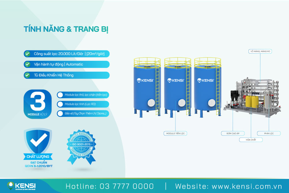 Máy lọc nước công nghiệp 20m3 trên một giờ