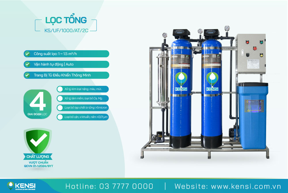 Hệ thống lọc tổng UF 2 cột van tự động - Xử lý nước sinh hoạt