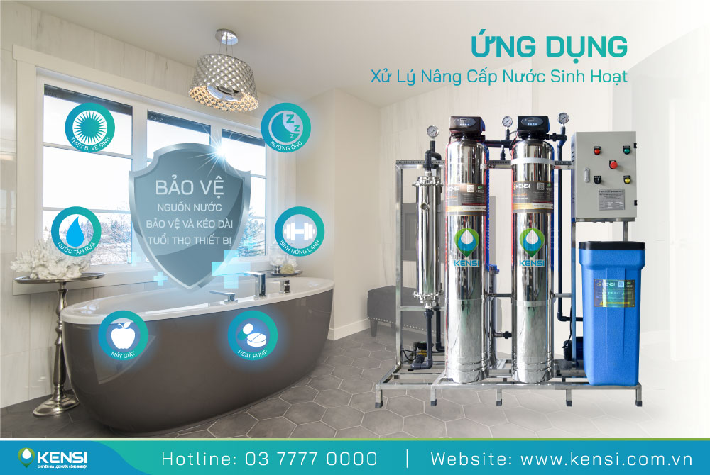 Hệ thống lọc tổng UF 2 cột van tự động - Xử lý nước sinh hoạt