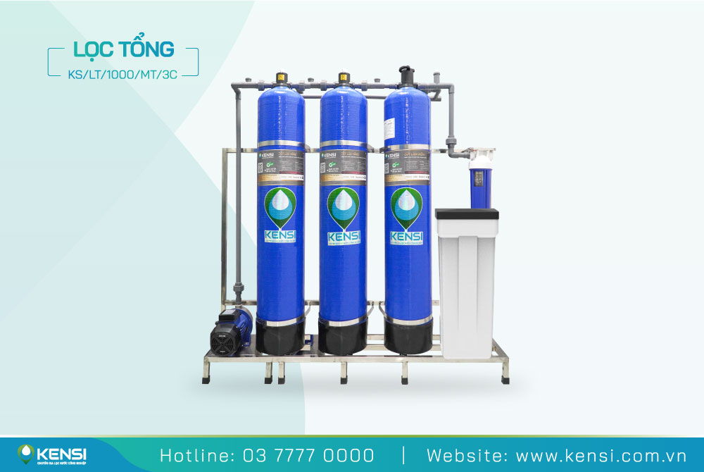 Hệ thống lọc tổng xử lý nước đầu nguồn 3 cột composite