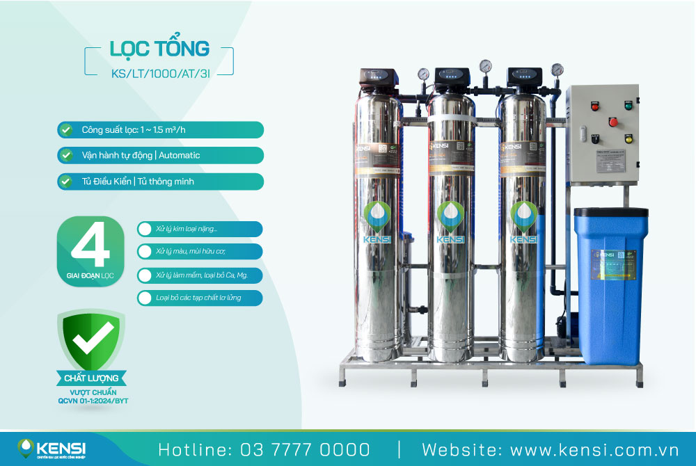 Hệ thống lọc tổng sinh hoạt sử dụng cột inox bền bỉ