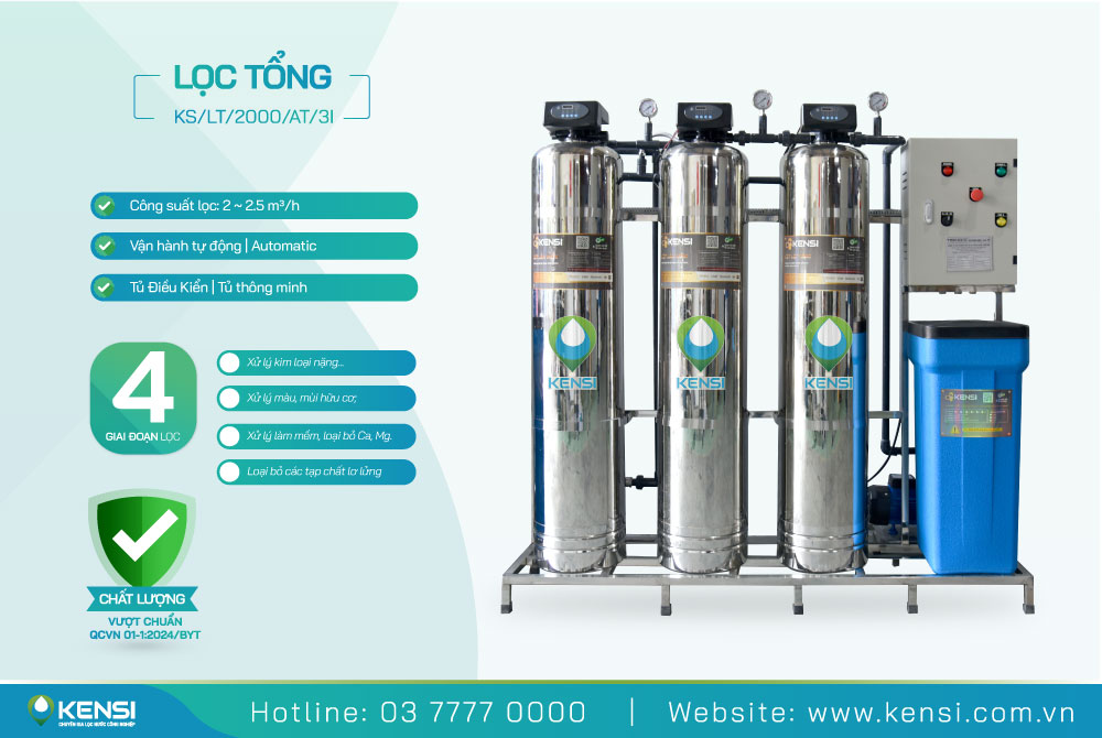 Hệ thống lọc tổng đầu nguồn 3 cột inox