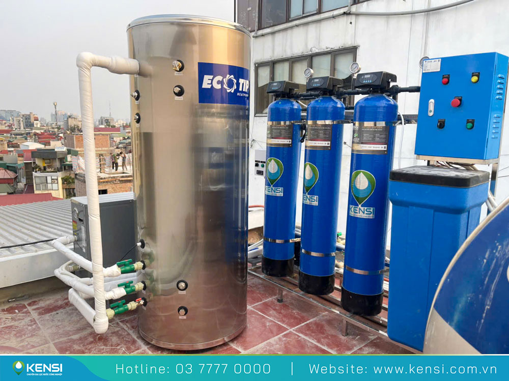 Hệ thống lọc tổng và máy bơm nhiệt lắp tại công ty Sofia