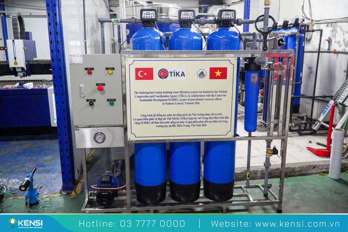 Hệ thống lọc tổng UF 1500L/h cấp nước sạch sinh hoạt cho trường học