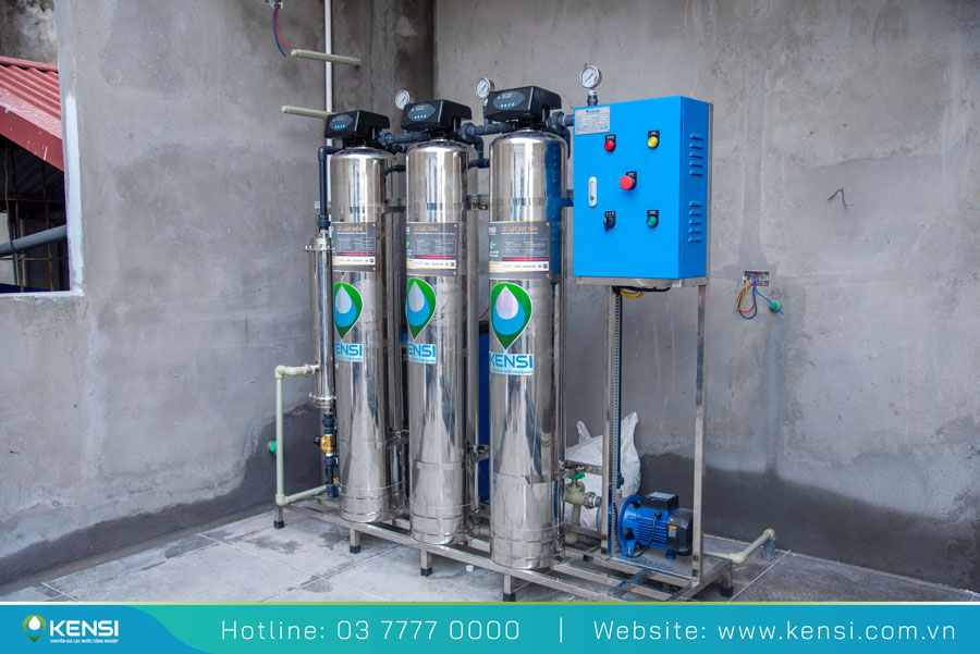 Hình ảnh hệ thống lọc tổng 150L/h trong dự án lắp đặt Heat Pump và lọc tổng ở Long Biên