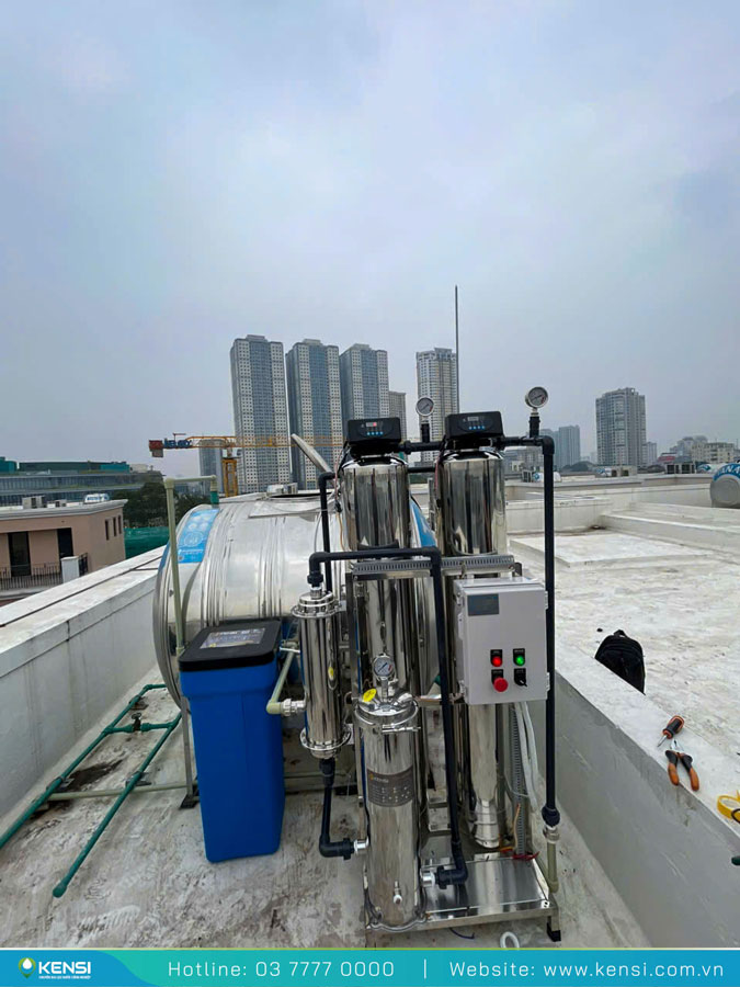 Hệ thống lọc nước đầu nguồn 2 cột inox kết hợp màng UF