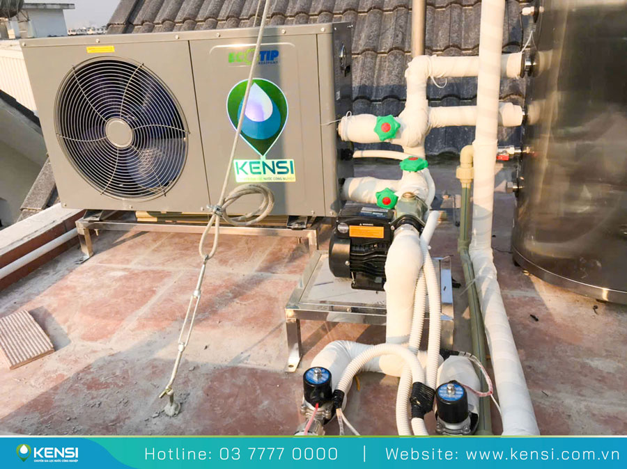 Thực tế lắp đặt kết hợp lọc tổng và Heat Pump Ecotip 1.5 HP cho khách hàng tại Trung Kính