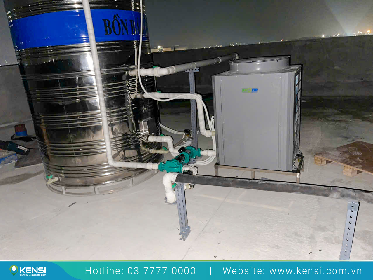 Hệ thống máy bơm nhiệt Heat Pump được ứng dụng hiệu quả, cho nguồn nước nóng trong nhà máy