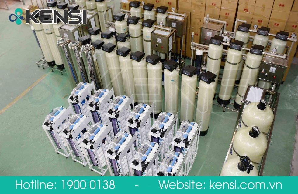 Hệ thống lọc tổng, cột làm mềm tại kho xưởng nhà máy Công Ty Tekcom