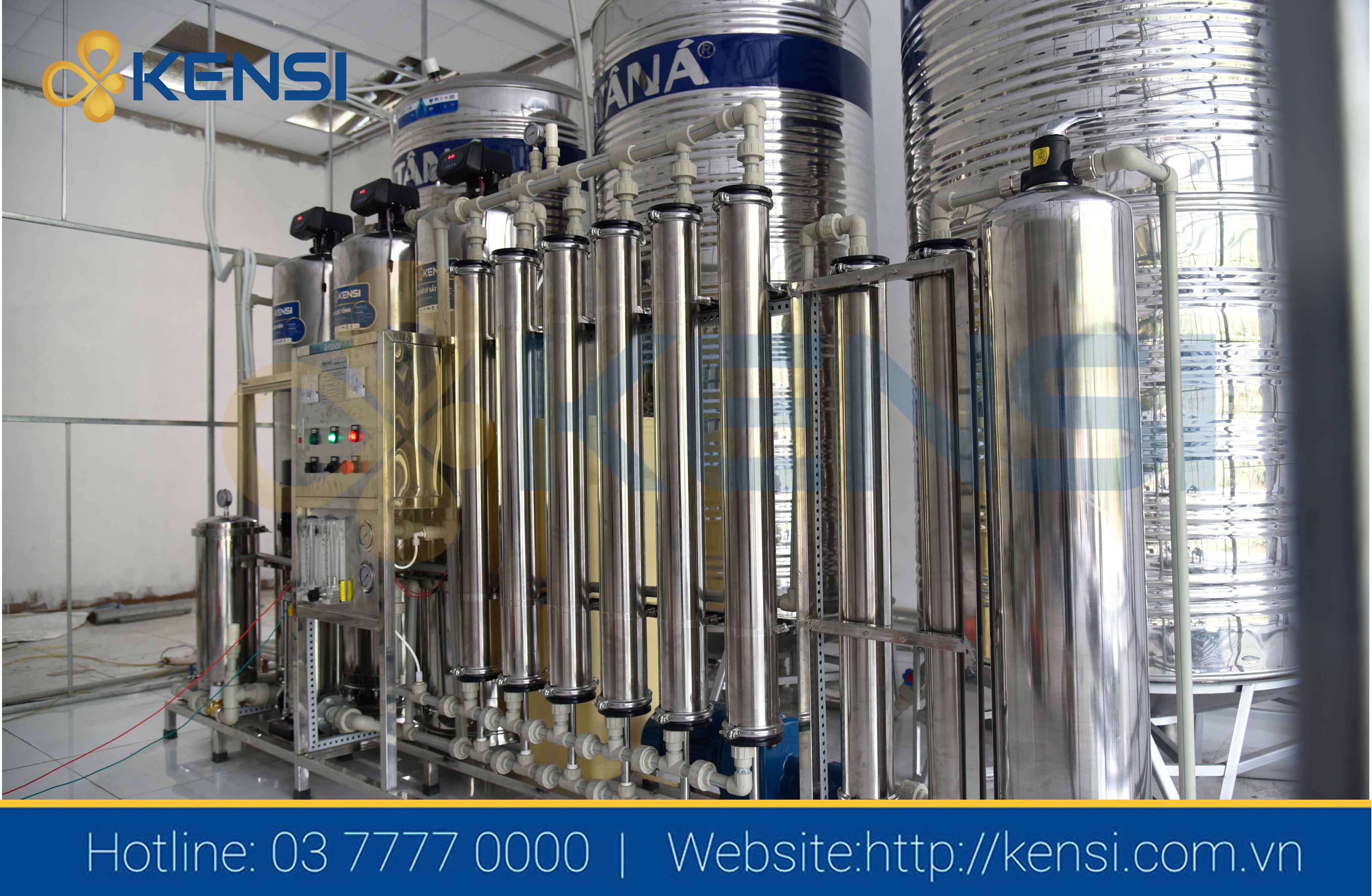 Hệ thống lọc nước tinh khiết RO 1500L/h phục vụ dây chuyền sản xuất nước đóng bình tại công ty CP Nước Tinh Khiết Tam Đảo Xanh
