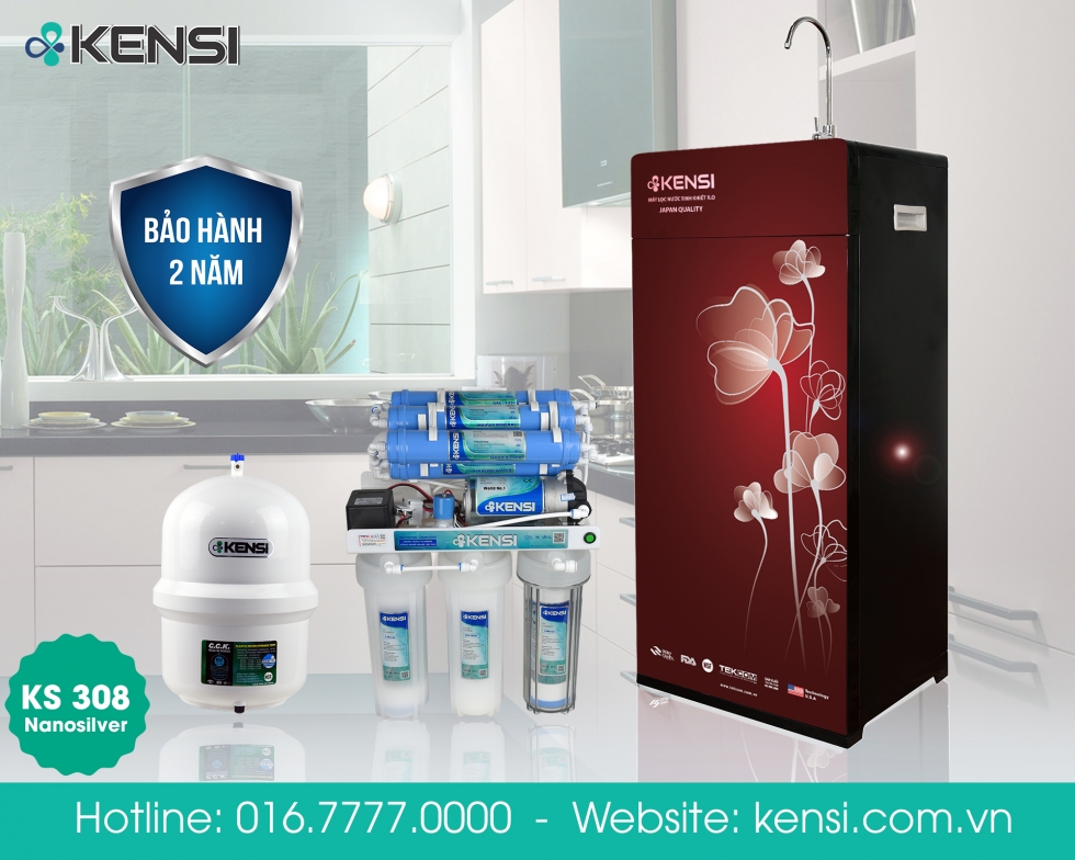 Máy lọc nước RO Kensi 8 cấp lọc 3 cốc - NanoSilver lắp đặt tại Tekcom